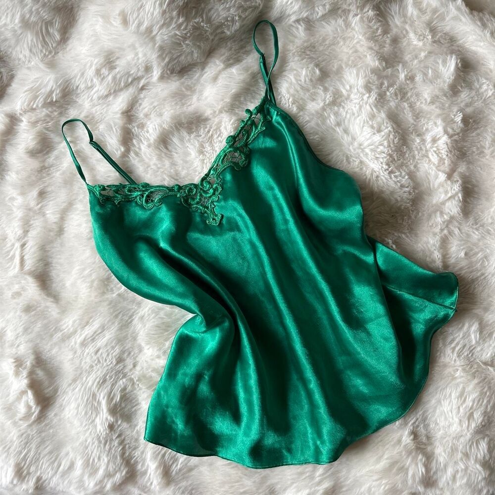 American-vintage Women's Green Satin Tank